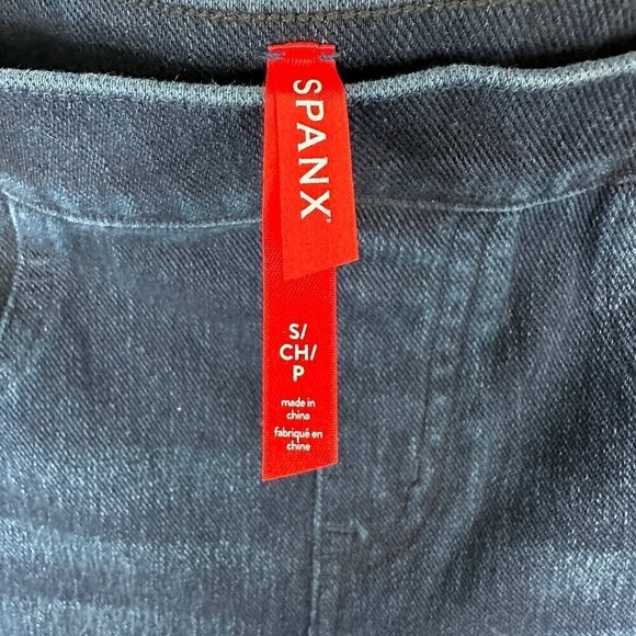 Spanx Jeanish Jean Legging High Rise Compression Slimming Dark Blue Pant Small - Picture 3 of 4